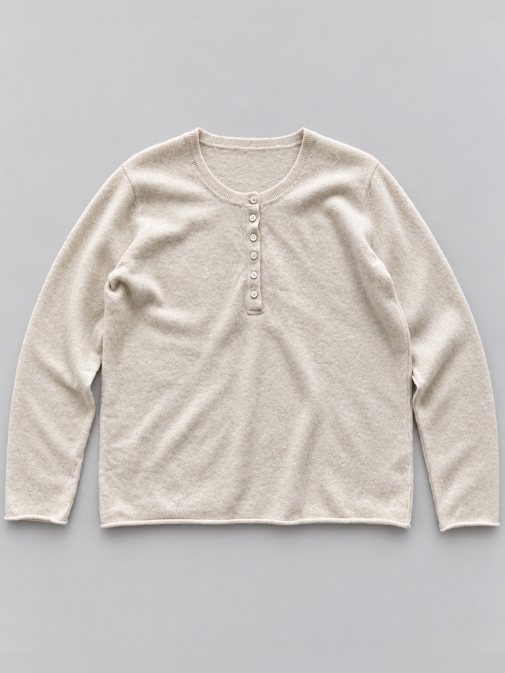Jumper 1234 100% Cashmere Oatmeal Henley Sweater US M